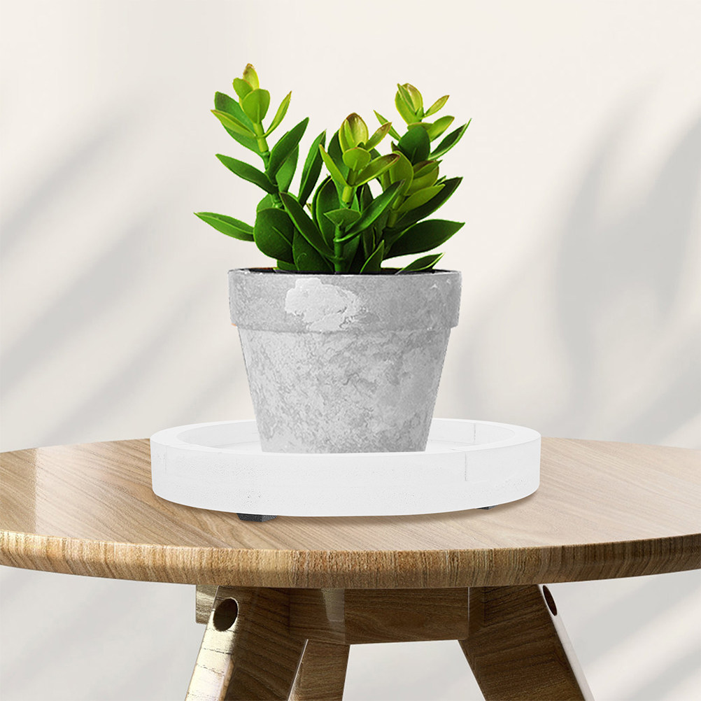 Humidity Tray Pebble - Witte ronde verdikte cementachtige plantenbak voor